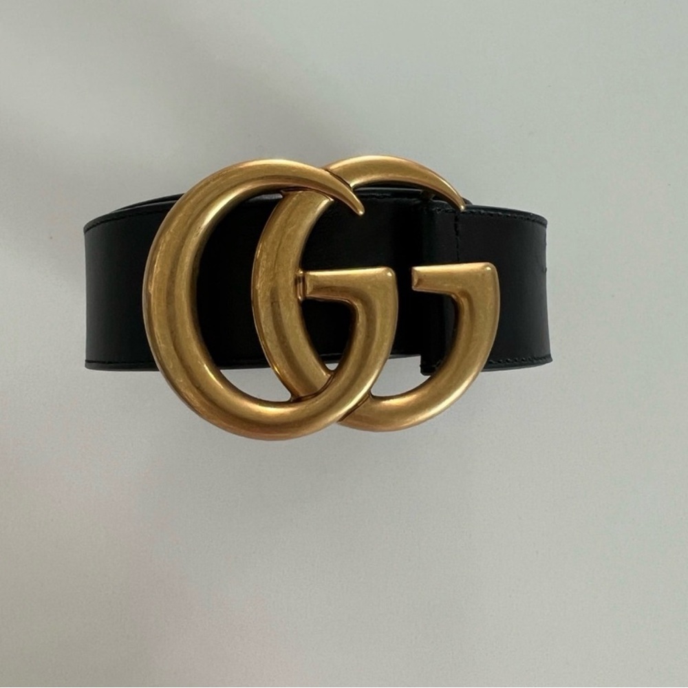 Gucci Black Belt with Gold GG Buckle